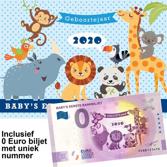 0 Euro biljet 2020 - Baby's eerste bankbiljet in cadeauverpakking jongen