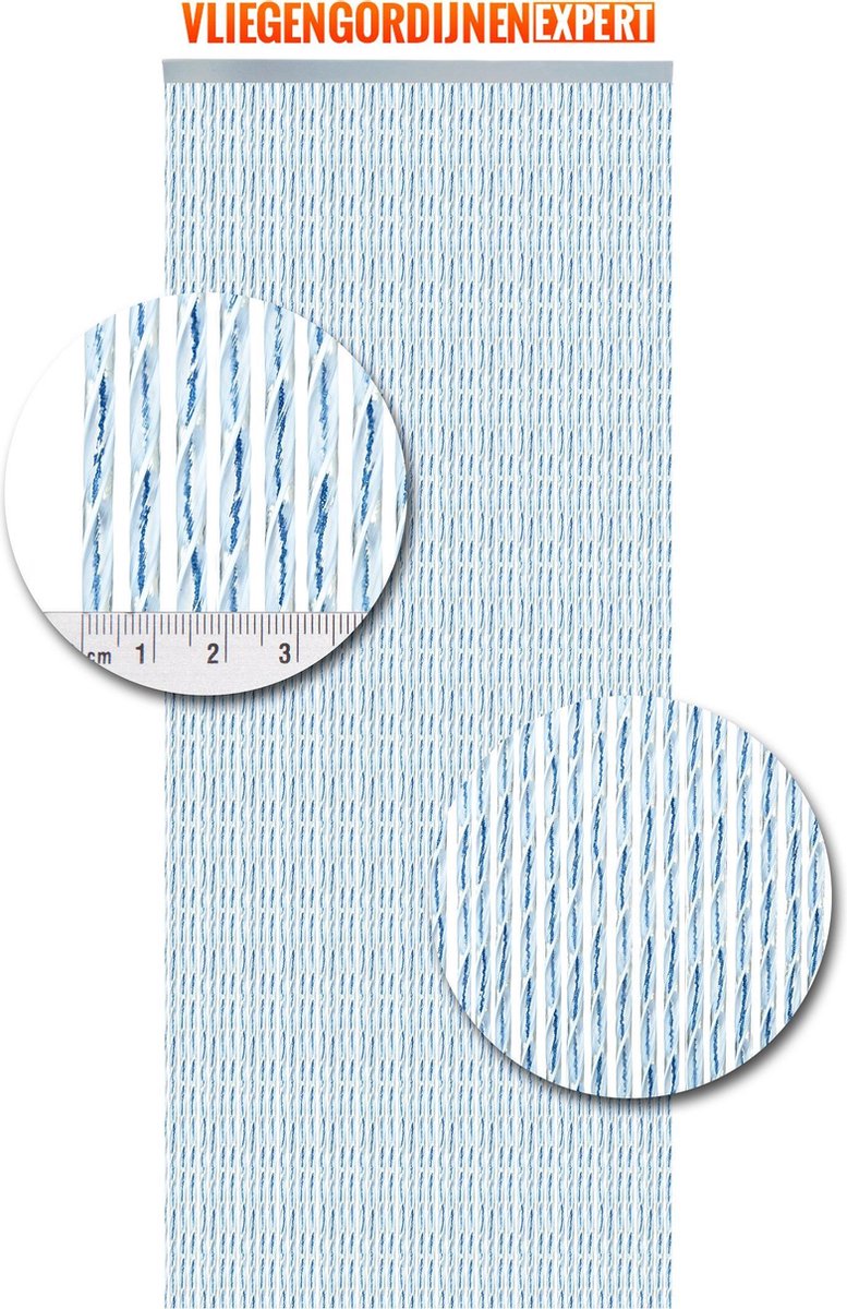 Vliegengordijnenexpert Bali - Vliegengordijn - 92x210 cm - Transparant Blauw