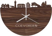 Skyline Klok Coevorden Notenhout - Ø 40 cm - Woondecoratie - Wand decoratie woonkamer - WoodWideCities