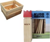 Bex Sport Original Kubb Rode Koning -Rubberhout inclusief houten opbergkrat