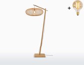 Vloerlamp - CANGO - Bamboe Voetstuk - Naturel Kap (60x25cm) - Met LED-lamp
