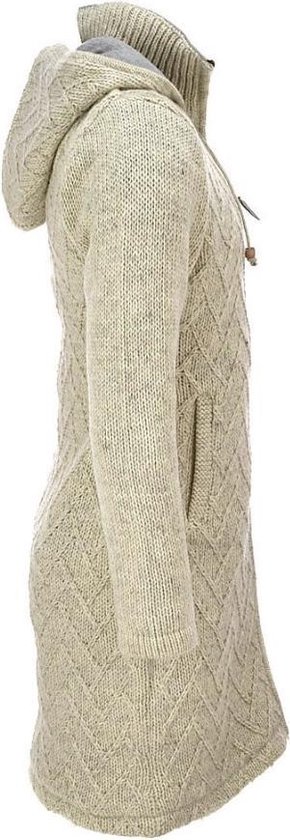 d' Pure Wool - Lang dames vest - 100% wol - Ecru - Fair trade gevoerd met katoen -... | bol.com