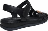 Manlisa velcro 3 kruisjes platte lederen comfort sandalen S147-20-1725 zwart mt 39