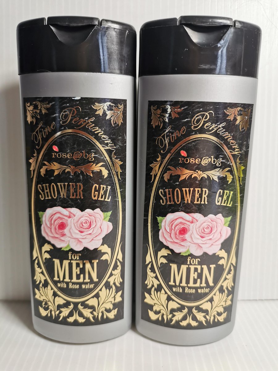 Rose@bg Set van 2 douchegels voor mannen verrijkt met rozenwater en argan-olie om de huid te voeden en je de hele dag een fris gevoel te geven