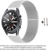 22mm Wit Gestreept Nylon Horloge Bandje voor (zie compatibele modellen) Samsung, LG, Asus, Pebble, Huawei, Cookoo, Vostok en Vector – Maat: zie maatfoto - klittenbandsluiting – Whi