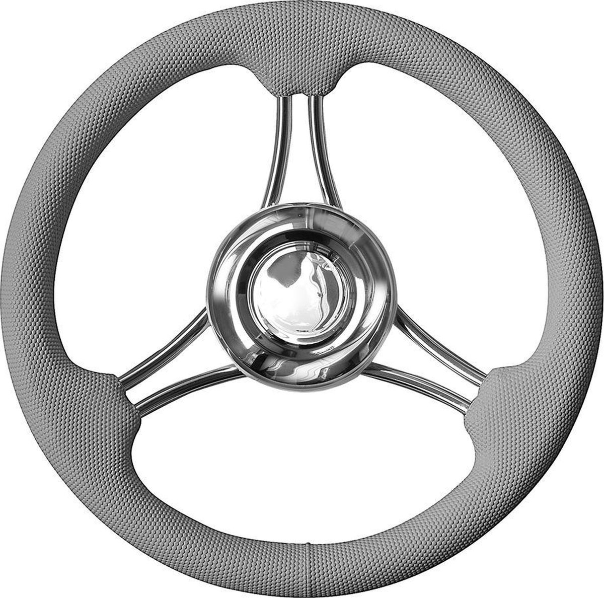 Savoreti Corsica RVS Stuurwiel met grijze geribbelde PU-schuim Rand Ø 350 mm