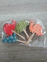 Cupcake toppers Dino - Dinosaurus cupcake topper - Cupcake versiering Dino kids kinderen - Schattige cupcake sateprikkers