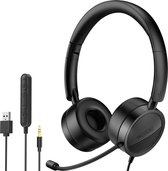 Webbie® Headset met Microfoon voor Laptop en PC – Koptelefoon met Microfoon - Noice Cancelling – Headset PC – Ideaal voor Kantoor en Thuiswerken – Zwart