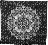 Mandala Kleed - Oranje / Geel / Wit - 215 x 225 CM - Wandkleed - Wanddecoratie - Picknickkleed - Tapestry