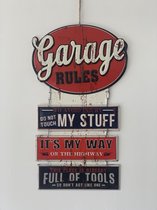 Metalen garage rules bord