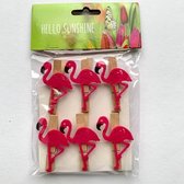 Pink Flamingo op wasknijper - Set 6 pcs - Gratis Verzonden