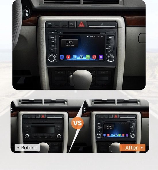 Audi A4 2000-2008 Android 10 Navigatie en Multimediasysteem DVD speler  Bluetooth USB... | bol.com