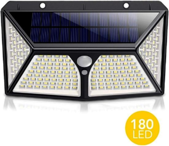 Solar Buitenlamp met Bewegingssensor - 180 LED - Wit Licht - Tuinverlichting op... bol.com