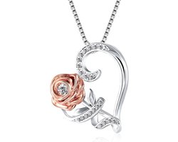 Malinsi® Ketting Dames Roos Hart - Verstelbaar 46+4cm - Zilverkleurig Kettingen vrouw