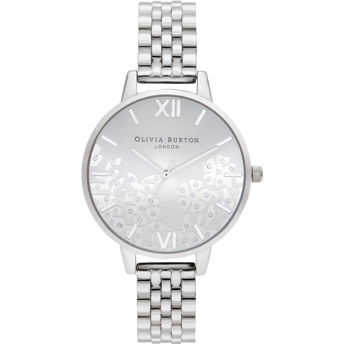 Olivia Burton Bejewelled Lace Silver Bracelet watch - Dameshorloge - OB16MV101 - Zilverkleurig - RVS horlogeband - 30 MM