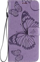 Oppo Reno 4 Pro 5G Hoesje - Mobigear - Butterfly Serie - Kunstlederen Bookcase - Paars - Hoesje Geschikt Voor Oppo Reno 4 Pro 5G