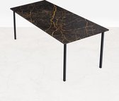 Marmeren Eettafel - Port Laurent Zwart Goud (4-poot) - 200 x 90 cm  - Gepolijst