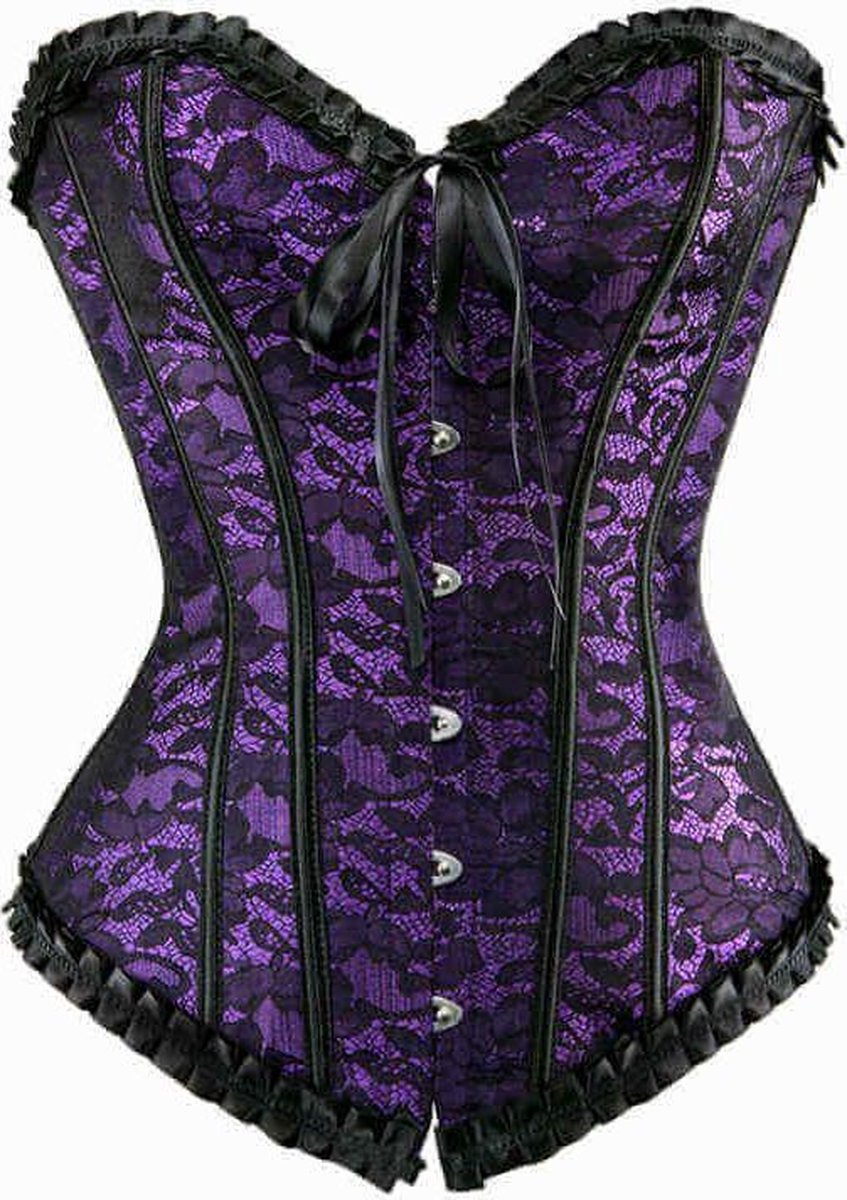 Sexy Korset met haaksluiting en baleinen | Paars | maat 44 | Sexy Lingerie Korsetten
