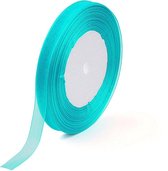 Organza lint, donker turquoise, 20mm breed. Verkocht per rol van 50 yard = 45,72 meter