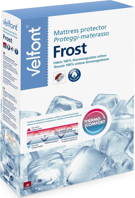 Velfont - Frost - Verkoelende Matrasbeschermer - Katoen - 200 x 210/220 cm  | bol.com