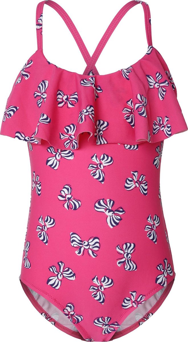 La V Badpak met volant voorkant - Fuchsia roze 170-176
