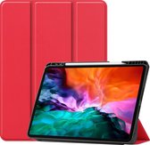 iPad Hoes voor Apple iPad Pro 2021 Hoes Cover - 12.9 inch - Tri-Fold Book Case - Apple Pencil Houder - Rood