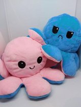 Octopus Knuffel - Pluche Mood Octopus Blauw - Roze -  Omkeerbare octopus knuffel - Emotie laten zien - Show your mood - Emotieknuffel - Kinderen - Speelgoed - Surprise - Cadeau - Sinterklaas 