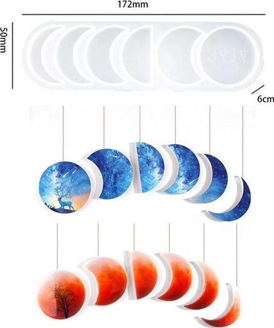 Generisch Moules En Résine En Forme De Chat Lune, En Silicone, En époxy, Ornement Mural En Silicone, Joli Motif De Lune Et Chat Avec Lune, Pour Résine époxy, Art Mural