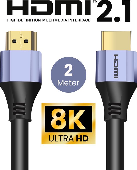 Somstyle HDMI 2.1 Kabel – Ultra High Speed – Gold Plated – 2 Meter | bol.com