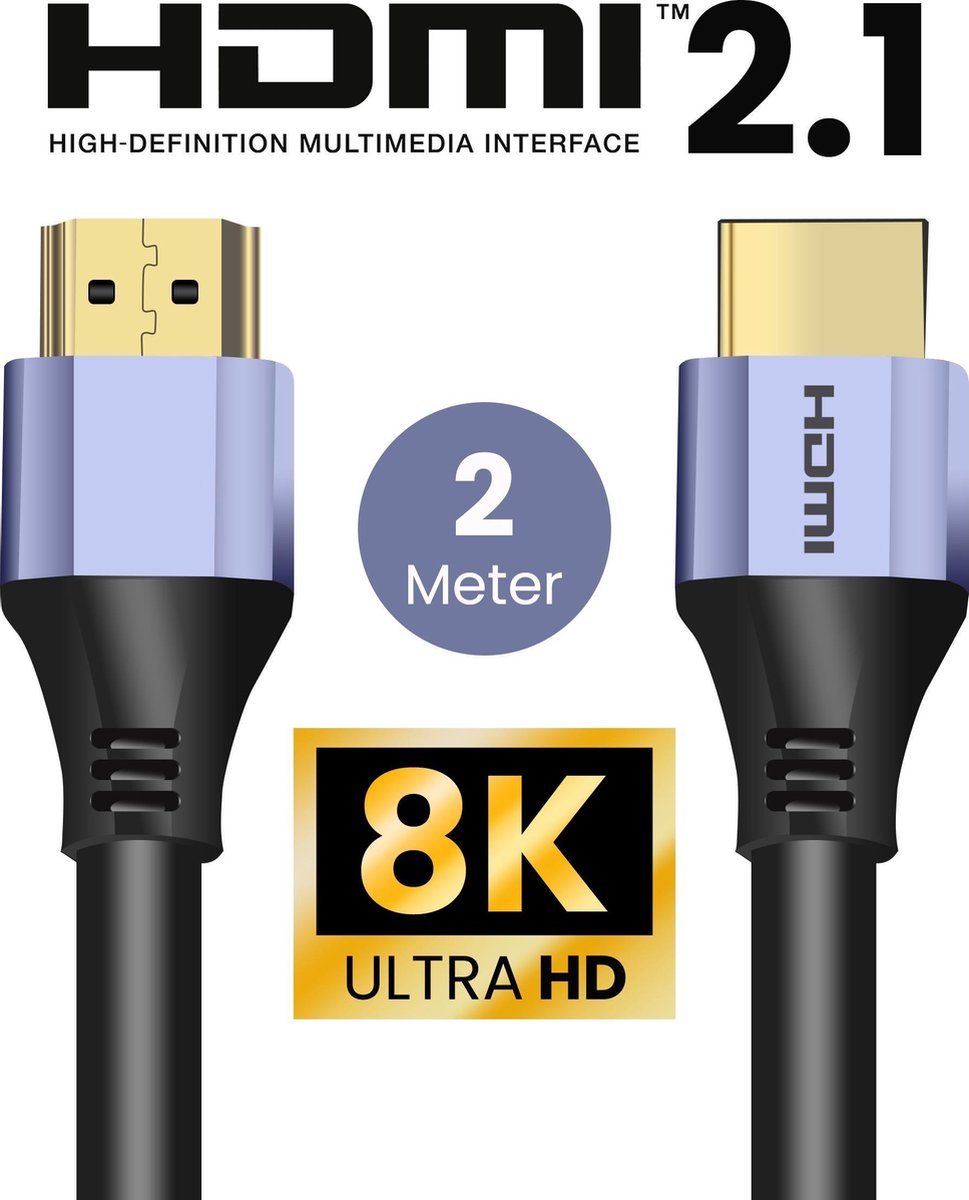 Somstyle HDMI 2.1 Kabel – Ultra High Speed – Gold Plated – PS5 en Xbox Series X ondersteuning – 2 Meter