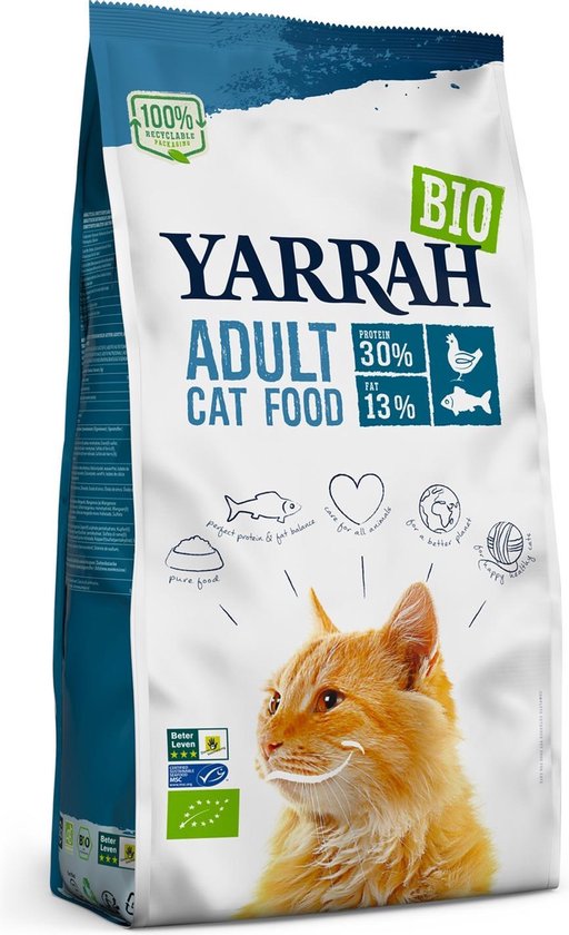 Yarrah Cat Biologische Brokken - Vis - Kattenvoer - 2,4 kg