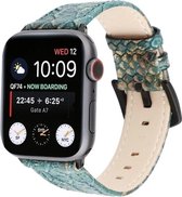 Geschikt voor Apple Watch bandje 42 / 44 / 45 mm - Series 1 2 3 4 5 6 7 SE - Smartwatch iWatch horloge band - 42mm 44mm 45mm - Fungus - Leer - Groen - Glitter