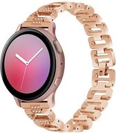 Smartwatch bandje - Geschikt voor Samsung Galaxy Watch 3 41mm, Active 2, 20mm horlogebandje - RVS metaal - Fungus - Glitter - Rosegoud