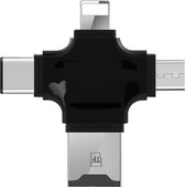 4 in 1 Kaartlezer/Adapter | Kaartlezer SD Kaart iPhone | Kaart lezer USB C | Kaartlezer Mac | Lightning | Micro USB | USB C | USB Memory Card Reader | Flash Drive USB Stick | Flash Drive USB 