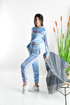 Trendy Dames Velvet Blauw Huispak/ loungewearsets 2delig Maat M - 38 Dames Huispak | Vrijetijdspak | Pyjamaset | Loungewearset | Capushon