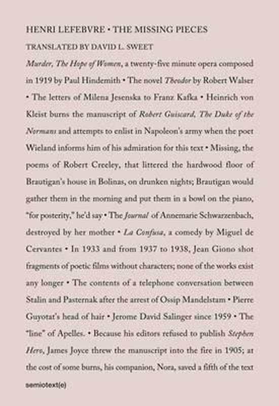 Missing Pieces, Henri Lefèbvre 9781584351597 Boeken bol