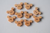 Jolis boutons Mickey Mouse en bois. Dimensions 19x14,5 mm. Sachet de 10 pièces.