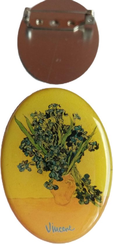 Broche 3 x 4 cm vaas irissen vincent van gogh