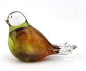 Kristalglazen 3D Mini Vogel Urn bruin-Oranje-Goud (0.03 liter) (gratis sluitplaatje) geschikt voor dieren as en mensen as dieren urn mens urn gedenkglas