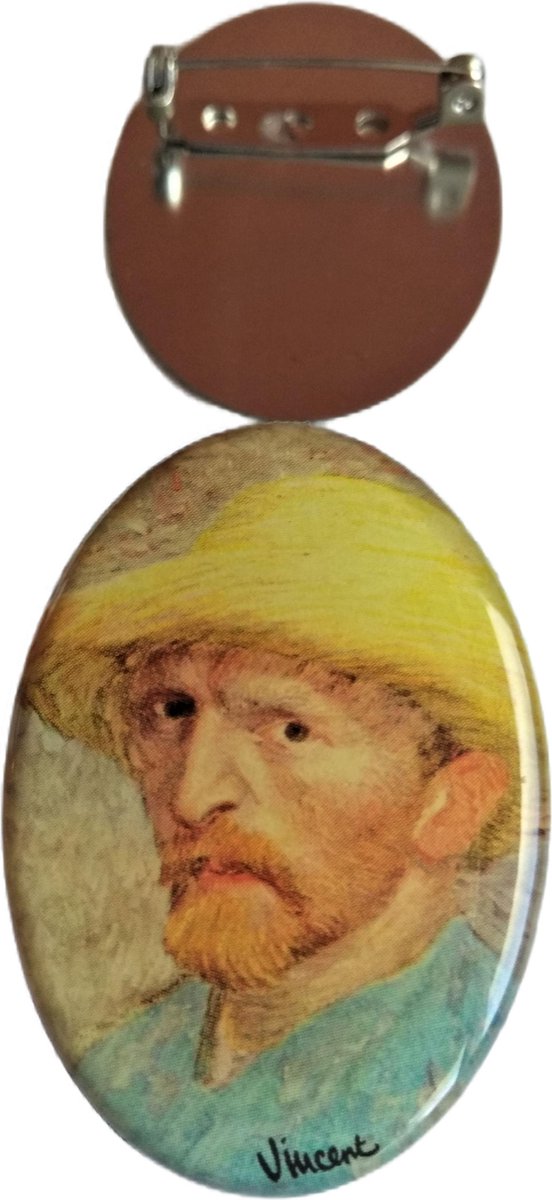 Broche 3 x 4 cm zelfportret Vincent van gogh