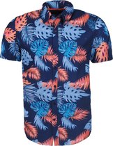 Earthbound - Heren Korte Mouw Overhemd - Tropical - Navy