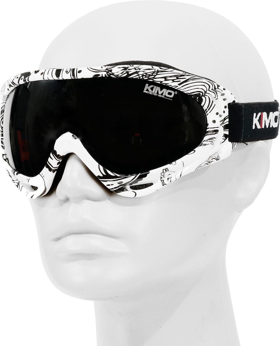 Crossbril voor kinderen met UV-bescherming | Veiliigheidsbril voor minicrosser, kinderquad, pocketbike | Skiebril | Zwart/wit