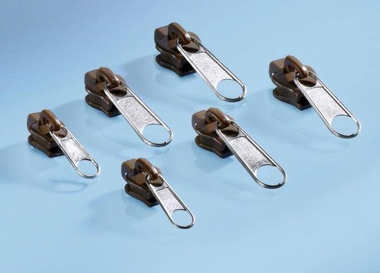 Rits repareer set, Fix a Zipper, set van 6 2x small, 2x medium, 2x large, kleur... | bol.com