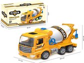 Betonmixer vrachtwagen speelgoed werkvoertuig- met led licht en geluid - deuren kunnen open/dicht  en kan rijden  - 29.5CM (incl. batterijen)