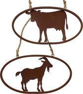 hanger wandbord koe en geit set van 2 stuks voor binnen of buiten