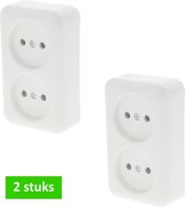 TQ4U dubbele wandcontactdoos | opbouw | zonder randaarde | hoogte slechts 26 mm ! | polar wit | 2 STUKS