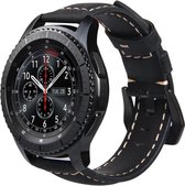 Smartwatch bandje - Geschikt voor Samsung Galaxy Watch 3 45mm, Gear S3, Huawei Watch GT 2 46mm, Garmin Vivoactive 4, 22mm horlogebandje - Leer - Fungus - Zwart