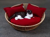 SIRO Saleen Exclusief design orthopedisch kattenbed van Pet-Interiors | mand bruin 70 cm fleece rood