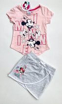Disney Minnie Mouse set - rok+t-shirt met glitterprint - roze/grijs - maat 122/128 (8 jaar)