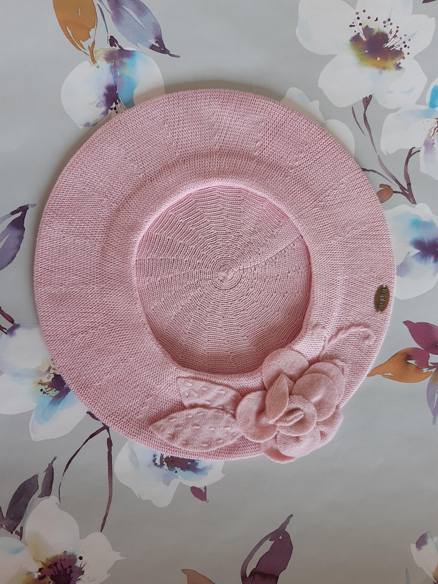 Le sjalerie Baret Dames Meisje Roze met Bloem - katoen Maat M
